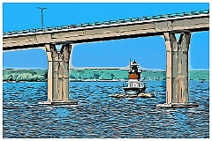 Plum Beach Light Under Jamestown Bridge - Digital Painting